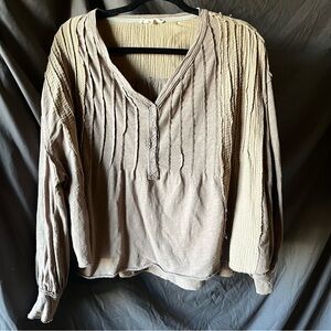 OLI AND HALI Women Size Medium Long Sleeve Patchwork Brown Oversized Lagenlook